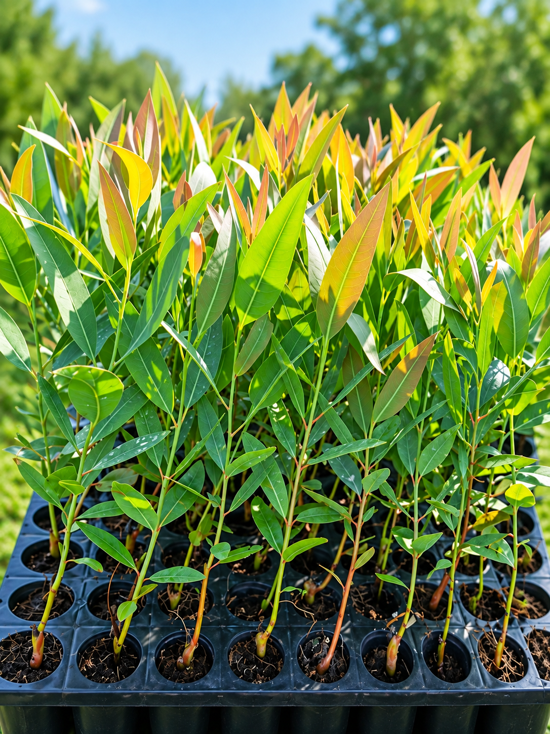 Bundle of Safeda RT poplar nursery saplings with visible roots